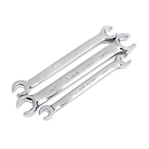 SATA 3-Piece Full-Polish SAE Flare Nut Line Wrench Set for Removing or Replacing Nuts on Fuel, Brake or Air Conditioning Lines - ST09032U