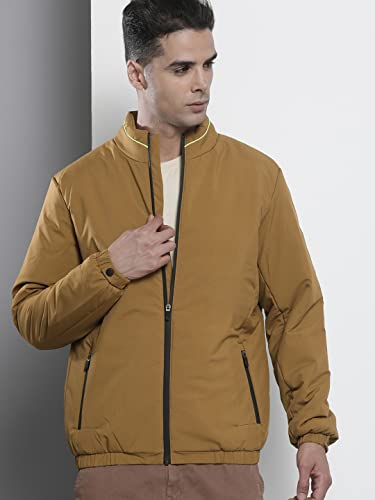 Image of The Indian Garage Co Men Slim Fit Solid Puffer Jackets