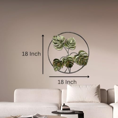 Image of Iron Big Handcrafted Multicolor Round Metal Leaf Abstract Wall Art Decorative Wall Frame Sculpture for Living Room Bedroom Drawing Room Home Decor