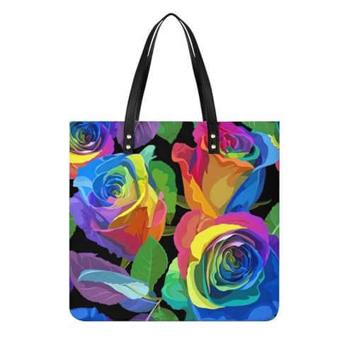 Sac à main shopper rose aquarelle pour femme grand tote bag de voyage 39x39cm