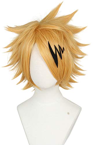 Linfairy Game Blonde Wig Costume Halloween Cosplay Wigs For Men with Hairpin, 32 centimeters
