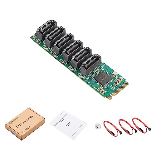 Solución de espacio M.2 a SATA III con 6 puertos independientes PCIe 3.0 y cables de datos 6