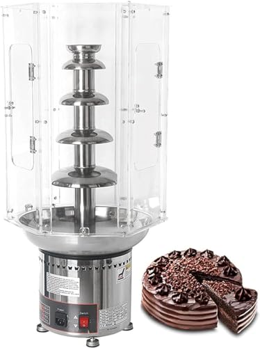 Chocolate Fountain Machine With Plastic Clear Acrylic Dust Cover, Stainless Steel Chocolate Fondue Fountain With Automatic Temperature Control, For Wedding Party Children's Birthday(Size:7 Tiers)