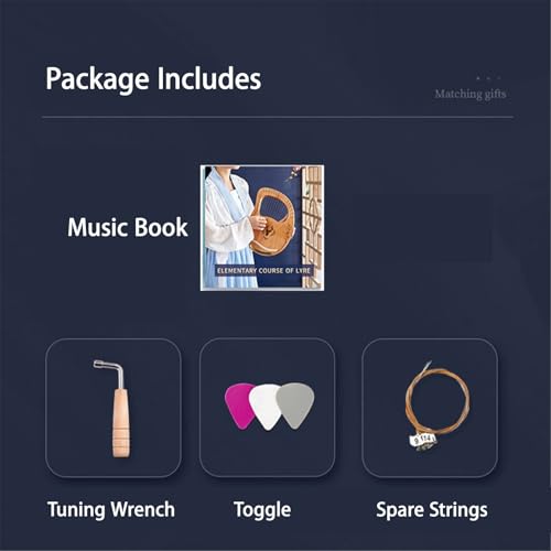 JJTTCX(シュティフ) 16/19弦楽器 ライアーハープ チェリーボディ ポータブル 竪琴ハープ 大人用 プロ用 初心者 音楽愛好家 ギフト ライアー ハープ(16-note)