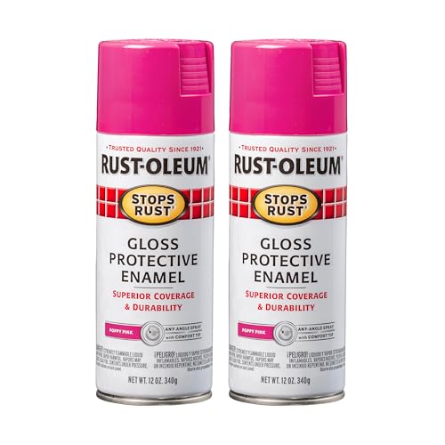 Rust-Oleum 347026 Stops Rust Spray Paint 12 oz Gloss Poppy Pink 6 Pack 2 Pack