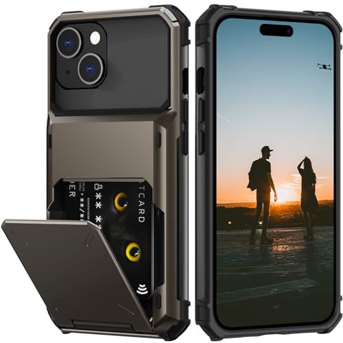 Nvollnoe for iPhone 15 Case with Card Holder[Store 5 Cards]