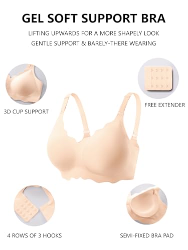 Image of COCOMARTS Jelly Bras for Women No Underwire Scalloped Wireless Push Up Bra