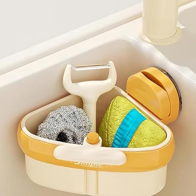 Suction Cup Sink Corner Rack, Corner Sink Strainer, Sink Corner Strainer, Sink Strainer Basket,Corner Hanging, Rust Resistant, for Kitchen Bathroom Dishware for Food Waste (All, 2pcs)