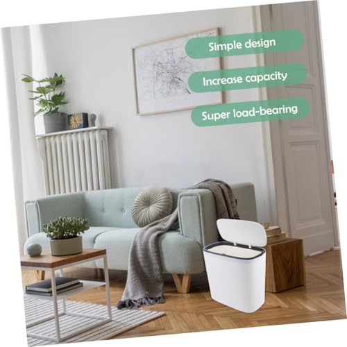 Caneca de basura rectangular blanca con tapa miniatura 4