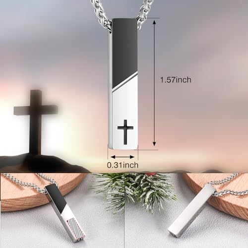 XIUDA Cremation Urn Necklace for Ashes Urn Jewelry Cross Cube Ash Necklace Memorial Pendant Keepsake Jewelry for Men Women3