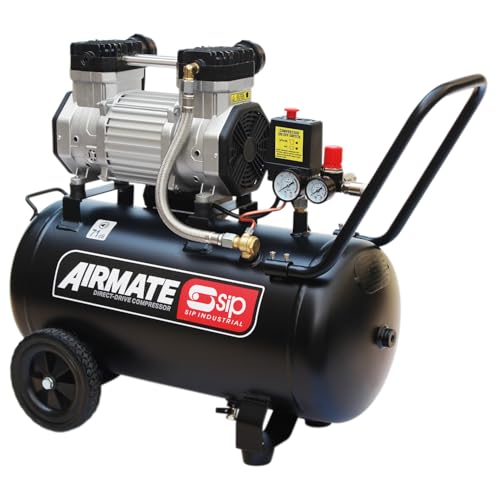 SIP Airmate Air Compressor Low Noise Oil-Free Direct Drive, 230V 50L 3hp 2.2kW 116psi 8 Bar 15CFM