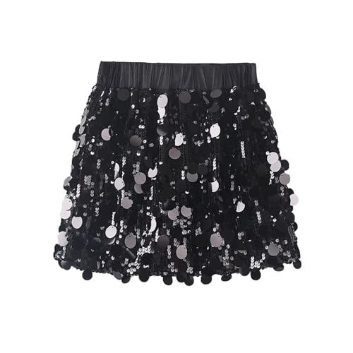 Sparkly Sequin Tight-Fitting Skirt with Short Lining for Girls Toddler