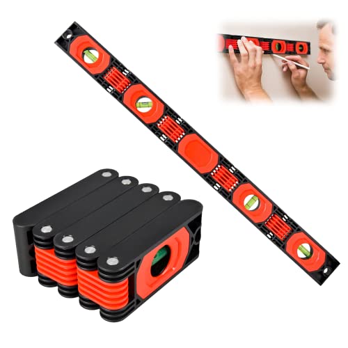 Niveau a Bulle Aimanté Pliable 60 cm, Mini Niveau à Bulle Magnetique Electricien, Niveau Bulle à Magnétique avec 4 Bulles 45°, 90°, 180°, pour Mesures Horizontales,Verticales