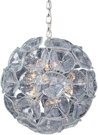 ET2 E22093-28 Fiori 12-Light Single Pendant, Polished Chrome Finish, Clear Murano Glass, G9 Xenon Bulb, 35W Max., Dry Safety Rated, 2900K Color Temp., Low-Voltage Dimmable, Metal Shade Material, 320 Rated Lumens