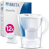 BRITA Marella Water Filter Jug White (2.4L) Annual Pack incl. 12x MAXTRA PRO Pure Performance cartridge - fridge-fitting jug with digital LTI and Flip-Lid - now in sustainable Smart Box packaging