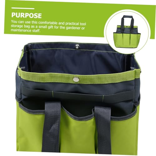 CLISPEED Garden Tool Bag Oxford Fabric with Multi Pockets, Gardening Tote Bag for Men and Women, Portable Outdoor Garden Tool Carrier in Apple Green - Image 4
