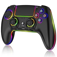 Wireless Pro Controller For PS-5/PC/MAC/iOS/Android/Steam Deck, Gamepad with 7 Variable Color RGB Lights/Hall Effect Joystick/Dual Vibration/Turbo/Programmable/Headset Jack/Touchpad/1500 mAh Battery