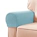 subrtex Spandex Stretch Fabric Armrest Covers Anti-Slip Furniture Protector Armchair Slipcovers for Recliner Sofa Set of 2 with Free Fixing Tools Twist Pins (Steel Blue), Two Pieces