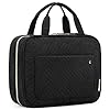 BAGSMART Toiletry Bag Travel Bag with Hanging Hook, Water-resistant Makeup Cosmetic Bag Travel Organizer for Accessories, Shampoo, Full-size Container, Toiletries (Black, Medium)