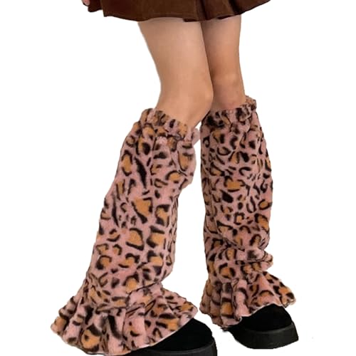 Image of Sexybody Leg Warmers for Women & Girls Y2K Kawaii Fluffy Fur Flared Leg Warmer Furry Goth Grunge Socks Harajuku Leopard