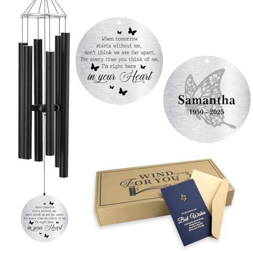 Image of ASTARIN Personalized 30 inch Bereavement Wind Chimes for Outside, Memorial Gift in Remembrance of a Loved One, Sympathy Gift for Loss of Mother Father Husband, Garden Patio Decor