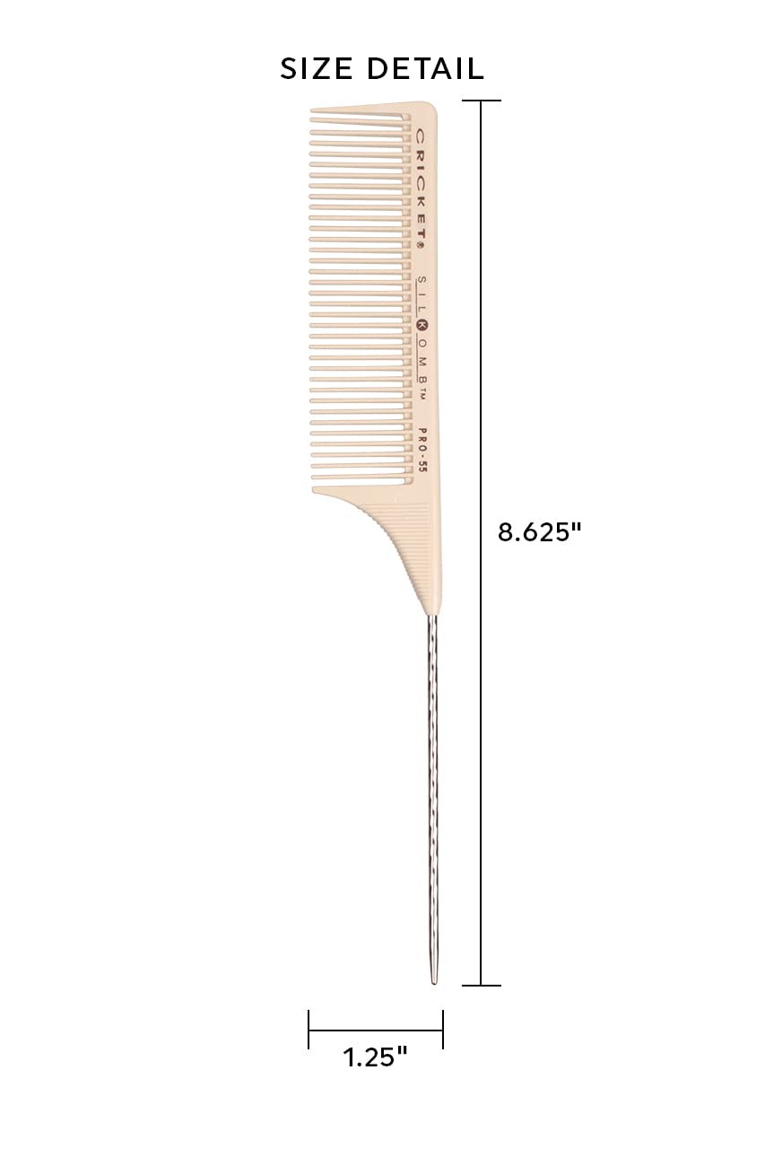 Cricket Silkomb Professional Hair Tools Set of 5, Pro20 All-Purpose, Pro25 Multi-Purpose, Pro30 Power, Pro50 Fine & Pro55 Wide Toothed Metal Rattail Combs for Women and Men - Salon & Hairstylist Tools