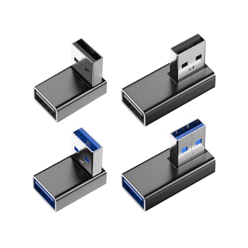 LUIRSAY USB Winkelstecker, 4 Stück US-B 90 Grad Adapter, Winkelstecker für Datenübertragung Kompatibel mit PC, Laptop, Powerbank und die meisten USB-Geräte