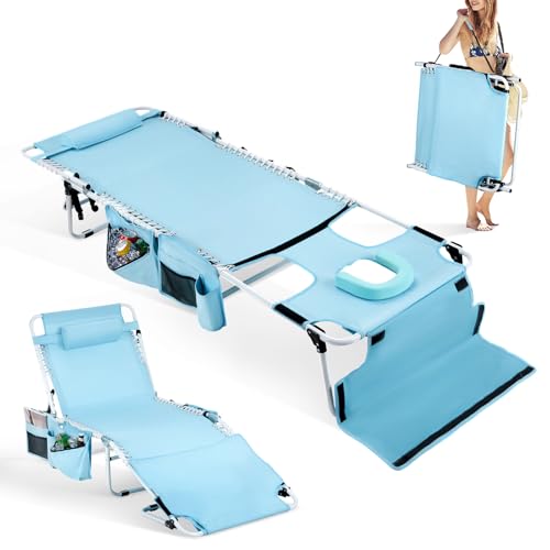 VINGLI Oversized Tanning Chair with Face Hole &...