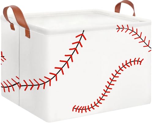 Image of CLOCOR Rectangular Storage Basket Empty,Waterproof Storage Bin with Handles(Baseball Stitching)