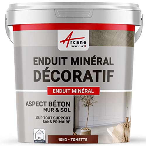 Enduit minréral decoratif interieur | Aspect/Effet beton pour sol et mur toute pièce intérieure - 10 kg Tomette - ARCANE INDUSTRIES