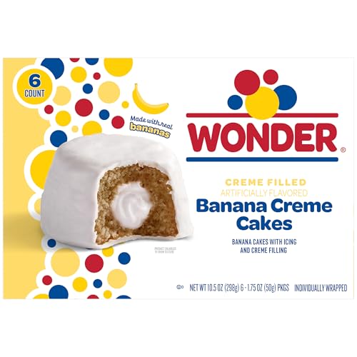 Wonder Crème Filled Artificially Flavored Banana Crème Cakes, Individually Wrapped Snack Cakes, 6 Ct
