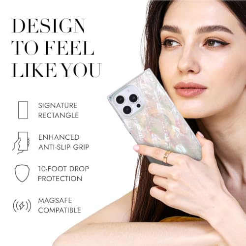 Image of COCOMII Rectangle for iPhone 16 Pro Max Case, Natural Real Mother of Pearl