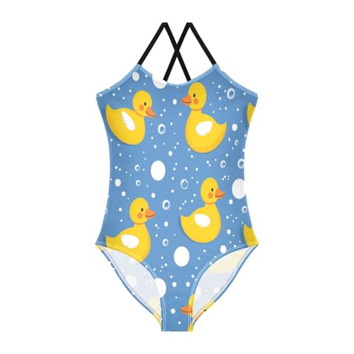 Girl's One Piece Swimsuit Rubber Duckies with Bubbles Beach Bathing Swimwear