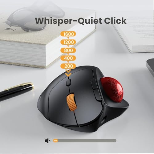 Image of ProtoArc Wireless Trackball Mouse, EM04 Ergonomic Bluetooth Rollerball Mouse Rechargeable Computer Laptop Mouse, 3 Device Connection, Compatible with PC, iPad, Mac, Windows-Cherry Ball