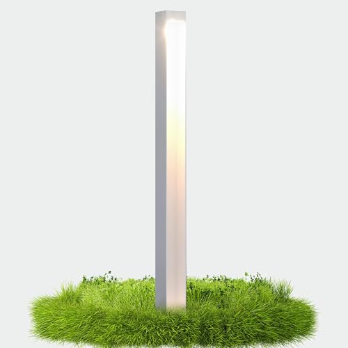 doporro Lampione da Giardino 80 cm IP65 con LED 5W 3000K – Paletto Luminoso da Esterno in Alluminio Bianco Opaco per Sentieri, Vialetti, Terrazze e Cortili, Design Moderno