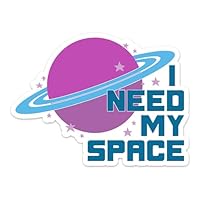 I Need My Space Stickers, Funny 3.5\" Vinyl Decal Sticker for Introverts Outerspace Waterproof Saturn Planet Decals Laptop, Water Bottle, Car