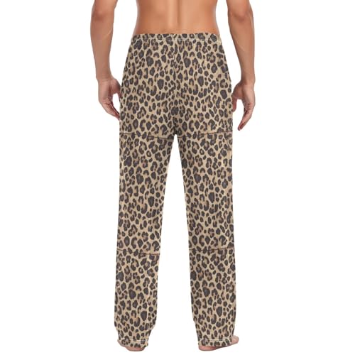 Men's Leopard Print Pajama Pants with Elastic Waistband | Soft Lounge Sleepwear | Breathable Sleep Pants for Home（387）2