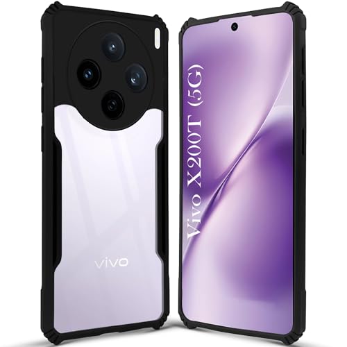 Image of Jkobi Hybrid Back Cover Case for Vivo X200T (Shockproof with Polycarbonate Clear Panel | Professional Black)