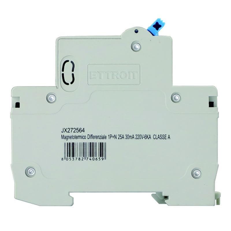 Interruttore Magnetotermico Differenziale 1P+N 25A 30mA 220V-6KA CLASSE A 2 MODULI 30mA per Guida DIN - Protezione Circuiti e Sicurezza Impianti
