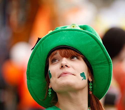 St. Patrick's Day Earrings for Women,Irish Shamrock Acrylic Dangle Earrings, Green Hat Clover Horseshoe Drop Earrings for Irish Festival (C) - 2
