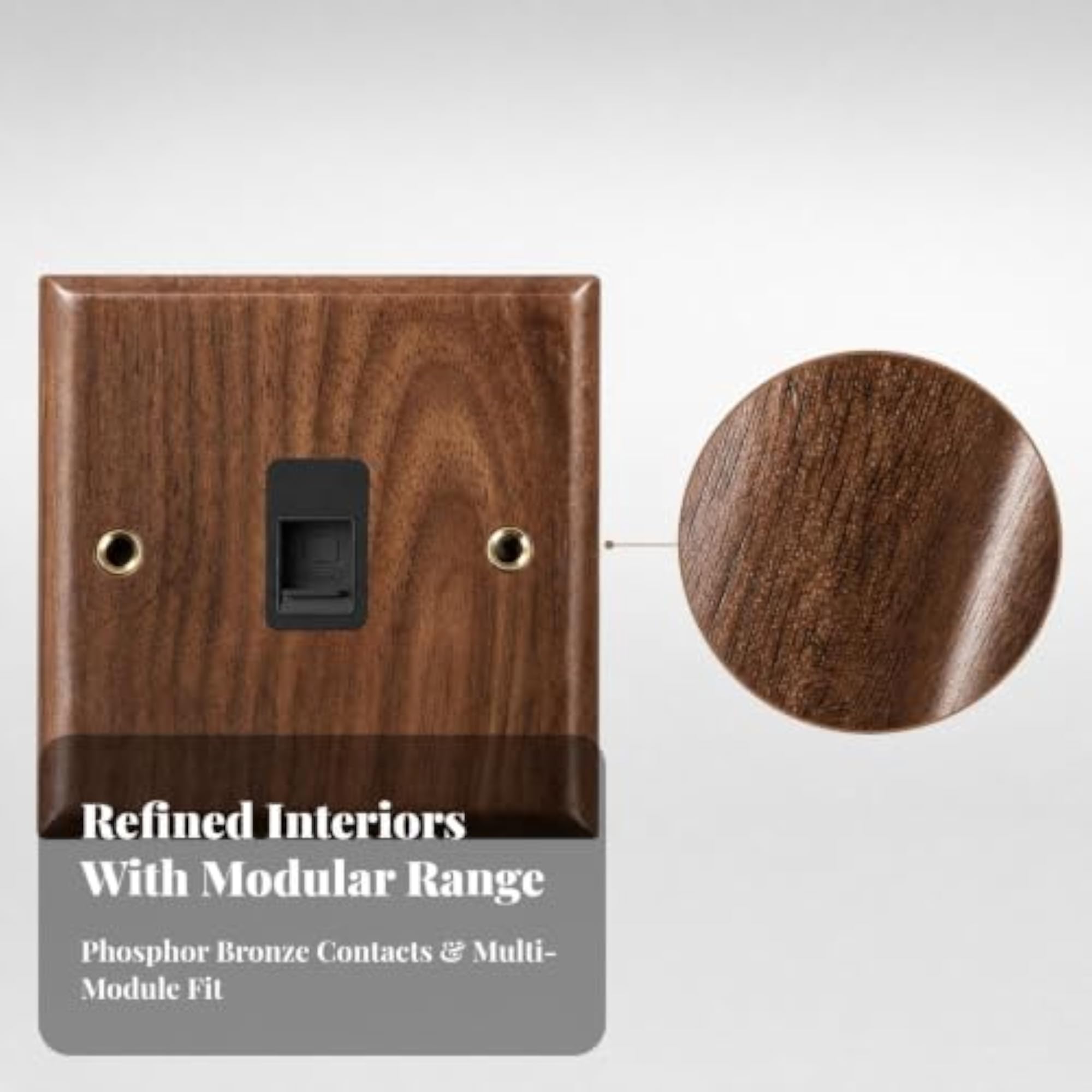 Walnut Wood Rounded Edges Outlet Cover, Warm Brown Finish