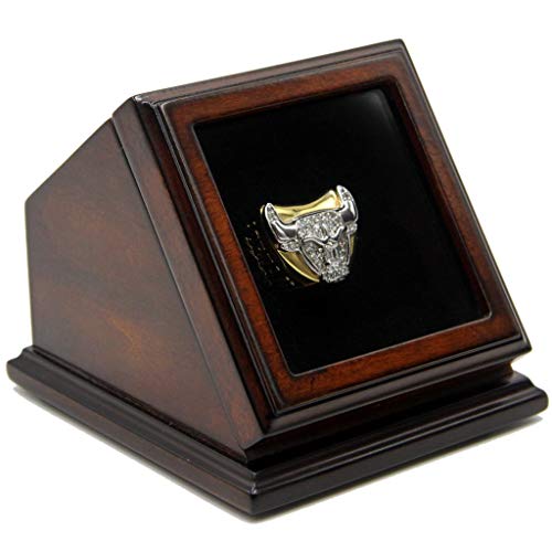 1 Slot Championship Rings Wooden Display case Shadow Box with Slanted Glass Window for Football Rings Basketball Hockey Sports Championship Rings - Rings are Not Included