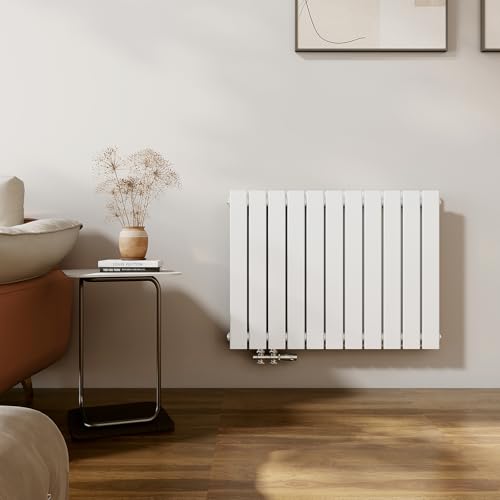 EMKE Radiateur, 630x850 mm, Radiateur Design Plat À Panneaux Horizontaux Double Couche Avec Raccordement Latéral, Blanc, 1136 Watts