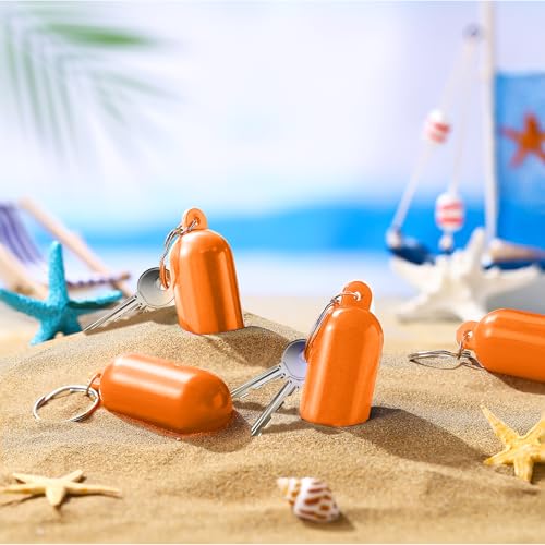 Image of Tondiamo 14 Pcs Boat Floating Keychain Oval Shape Boat Key Ring Floating Key Pendant for Sail Kayak Fishing Accessory