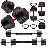 Adjustable Dumbbells,4 in 1 Dumbbells Set Used as Barbell, Kettlebells, Push up Stand, Weight Plate, Fitness Exercises for Home Gym