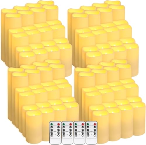 Image of Enpornk Set of 96 Flameless Led Battery Opeated (D2.2'' x H4''5''6'') Waterproof Indoor Outdoor Candles with 10-Key Remotes and Cycling 24 Hours Timer