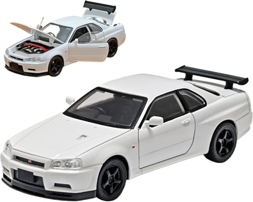 Image of PLUSPOINT Die cast Metal Skyline GTR-R34 P.Walker Edition Sports 1:32 Scale Simulation Model Alloy Metal Pull Back Toy car for Kids with Openable Doors & Light, Music Toy Vehicle for Kids, Adults