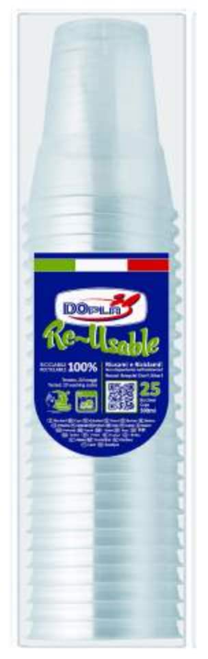 DOPLA3671030 Pack of 25 Reuse Plastic Glasses, Reusable, Cl 30, Transparent