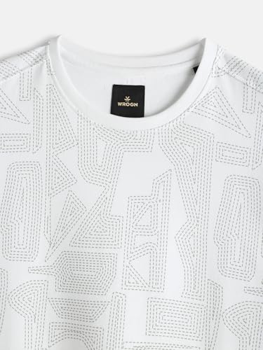 Image of WROGN Men's 100% Cotton T-Shirt | Stitch All-Over Print | Oversized Fit