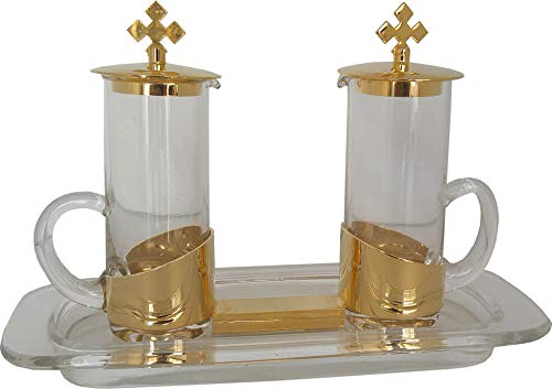 Vinajeras con bandeja de cristal